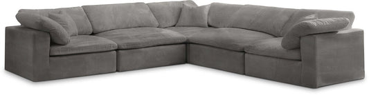 Meridian Furniture - Cozy Grey Velvet Comfort Modular Sectional - 5Pc - 634Grey-Sec5C veiw 1