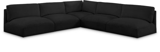 Meridian Furniture - Ease Black Polyester Fabric Modular Sectional - 5Pc - 696Black-Sec5C veiw 1