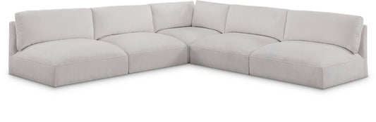 Meridian Furniture - Ease Cream Polyester Fabric Modular Sectional - 5Pc - 696Cream-Sec5C veiw 1