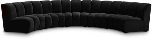 Meridian Furniture - Infinity Black Velvet 5pc. Modular Sectional - 638Black-5PC veiw 1