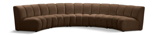Meridian Furniture - Infinity Brown Velvet 5pc. Modular Sectional - 638Brown-5PC veiw 1