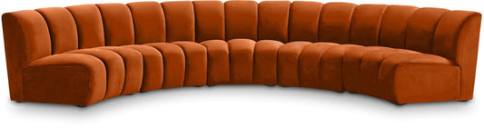 Meridian Furniture - Infinity Cognac Velvet 5pc. Modular Sectional - 638Cognac-5PC veiw 1