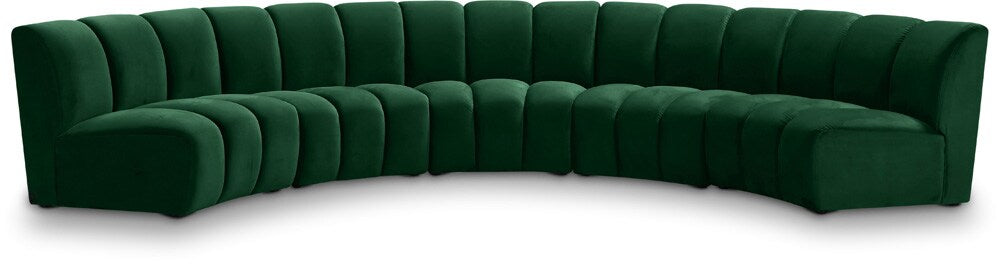 Meridian Furniture - Infinity Green Velvet 5pc. Modular Sectional - 638Green-5PC veiw 1