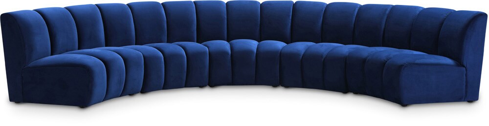 Meridian Furniture - Infinity Navy Velvet 5pc. Modular Sectional - 638Navy-5PC veiw 1