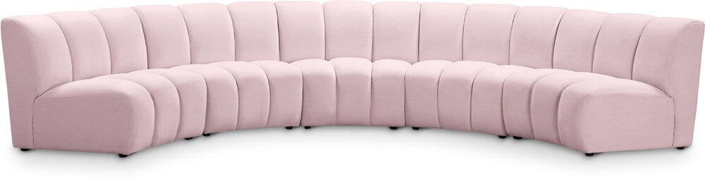 Meridian Furniture - Infinity Pink Velvet 5pc. Modular Sectional - 638Pink-5PC veiw 1