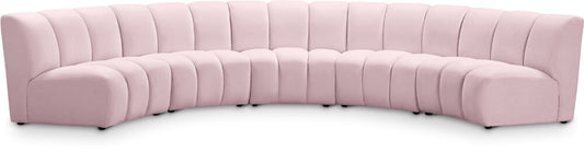 Meridian Furniture - Infinity Pink Velvet 5pc. Modular Sectional - 638Pink-5PC veiw 1