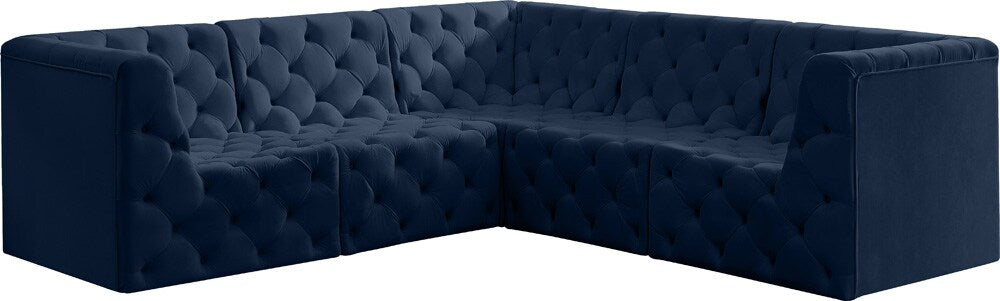 Meridian Furniture - Tuft Navy Velvet Modular Sectional - 5Pc - 680Navy-Sec5C veiw 1