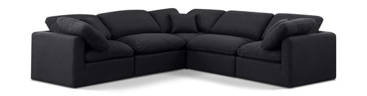 Meridian Furniture - Indulge Black Linen Textured Fabric Modular Sectional - 5Pc - 141Black-Sec5C veiw 1