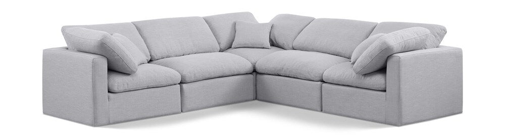 Meridian Furniture - Indulge Grey Linen Textured Fabric Modular Sectional - 5Pc - 141Grey-Sec5C veiw 1
