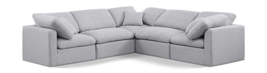 Meridian Furniture - Indulge Grey Linen Textured Fabric Modular Sectional - 5Pc - 141Grey-Sec5C veiw 1