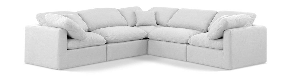 Meridian Furniture - Indulge White Linen Textured Fabric Modular Sectional - 5Pc - 141White-Sec5C veiw 1