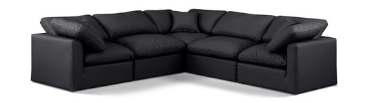 Meridian Furniture - Indulge Black Vegan Leather Modular Sectional - 5Pc - 146Black-Sec5C veiw 1