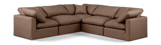 Meridian Furniture - Indulge Brown Vegan Leather Modular Sectional - 5Pc - 146Brown-Sec5C veiw 1