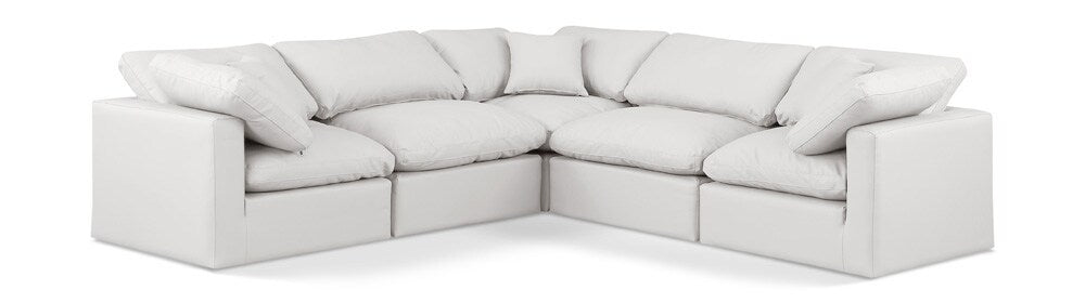 Meridian Furniture - Indulge Cream Vegan Leather Modular Sectional - 5Pc - 146Cream-Sec5C veiw 1