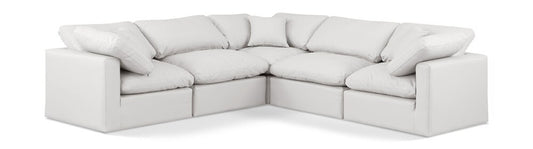 Meridian Furniture - Indulge Cream Vegan Leather Modular Sectional - 5Pc - 146Cream-Sec5C veiw 1