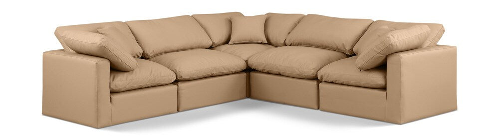 Meridian Furniture - Indulge Tan Vegan Leather Modular Sectional - 5Pc - 146Tan-Sec5C veiw 1