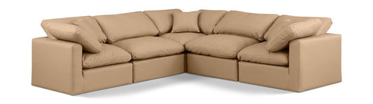 Meridian Furniture - Indulge Tan Vegan Leather Modular Sectional - 5Pc - 146Tan-Sec5C veiw 1
