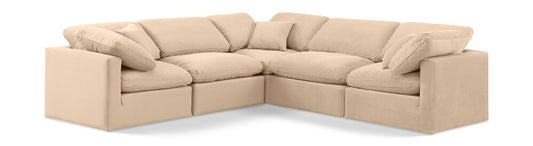 Meridian Furniture - Indulge Beige Velvet Modular Sectional - 5Pc - 147Beige-Sec5C veiw 1