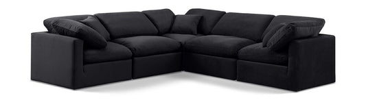 Meridian Furniture - Indulge Black Velvet Modular Sectional - 5Pc - 147Black-Sec5C veiw 1