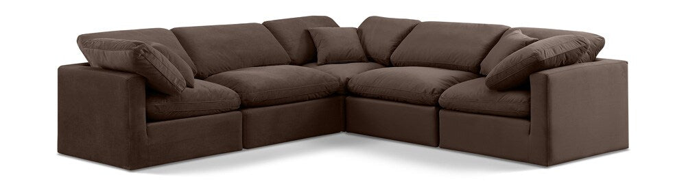Meridian Furniture - Indulge Brown Velvet Modular Sectional - 5Pc - 147Brown-Sec5C veiw 1