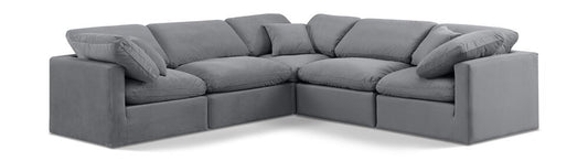 Meridian Furniture - Indulge Grey Velvet Modular Sectional - 5Pc - 147Grey-Sec5C veiw 1