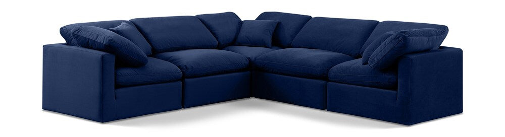 Meridian Furniture - Indulge Navy Velvet Modular Sectional - 5Pc - 147Navy-Sec5C veiw 1