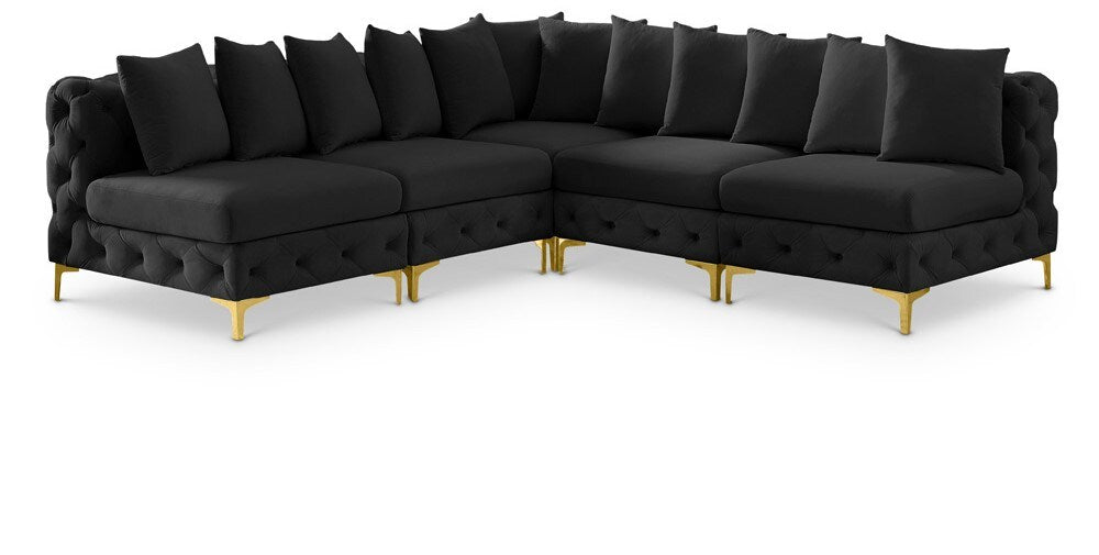 Meridian Furniture - Tremblay Black Velvet Modular Sectional - 5Pc - 686Black-Sec5B veiw 1