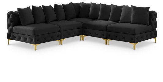 Meridian Furniture - Tremblay Black Velvet Modular Sectional - 5Pc - 686Black-Sec5B veiw 1