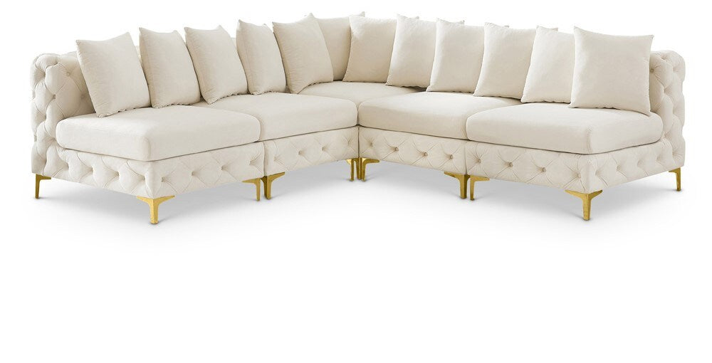 Meridian Furniture - Tremblay Cream Velvet Modular Sectional - 5Pc - 686Cream-Sec5B veiw 1