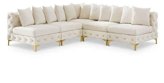 Meridian Furniture - Tremblay Cream Velvet Modular Sectional - 5Pc - 686Cream-Sec5B veiw 1