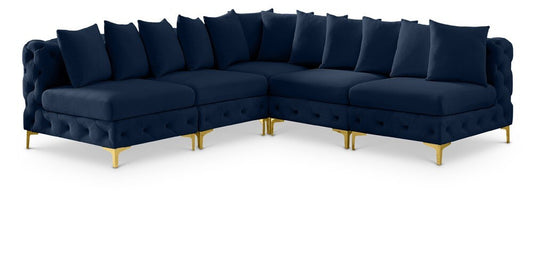 Meridian Furniture - Tremblay Navy Velvet Modular Sectional - 5Pc - 686Navy-Sec5B veiw 1