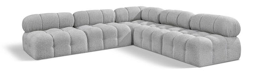 Meridian Furniture - Ames Grey Boucle Fabric Modular Sectional - 5Pc - 611Grey-Sec5C veiw 1