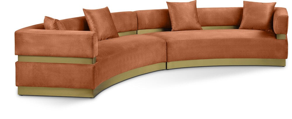 Meridian Furniture - Belsa Cognac Velvet 2pc. Sectional - 694Cognac-Sectional veiw 1