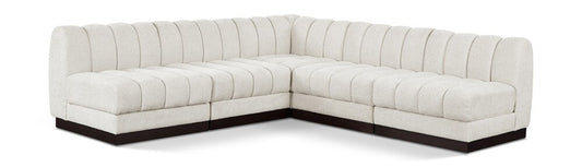 Meridian Furniture - Quinn Cream Chenille Fabric Modular Sectional - 5Pc - 124Cream-Sec5B veiw 1