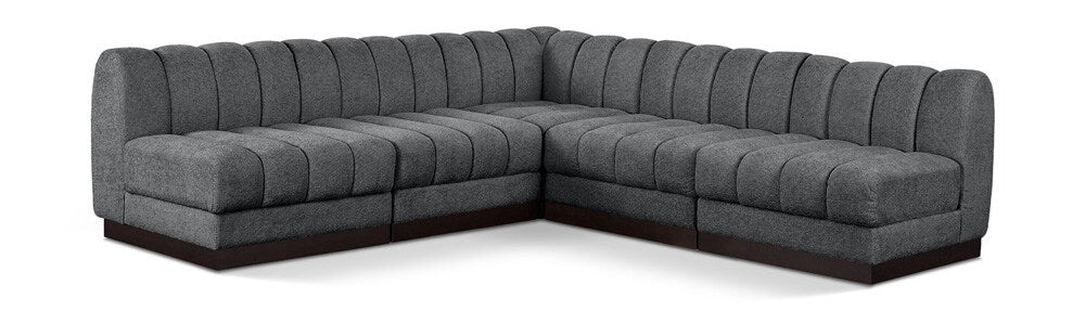 Meridian Furniture - Quinn Grey Chenille Fabric Modular Sectional - 5Pc - 124Grey-Sec5B veiw 1