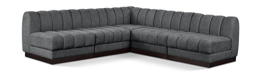 Meridian Furniture - Quinn Grey Chenille Fabric Modular Sectional - 5Pc - 124Grey-Sec5B veiw 1