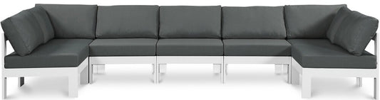 Meridian Furniture - Nizuc Grey Water Resistant Fabric Outdoor Patio Modular Sectional - 7Pc - 375Grey-Sec7C veiw 1