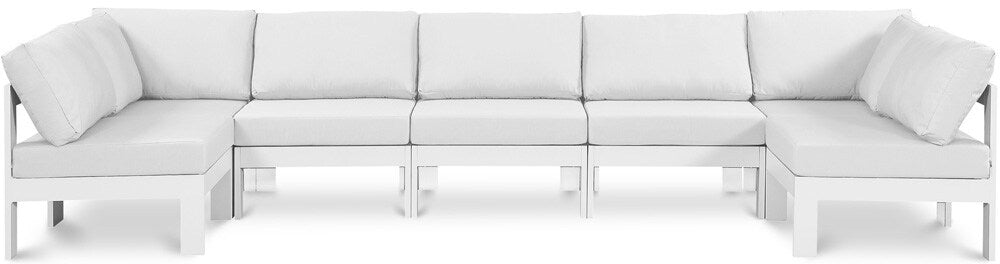 Meridian Furniture - Nizuc White Water Resistant Fabric Outdoor Patio Modular Sectional - 7Pc - 375White-Sec7C veiw 1