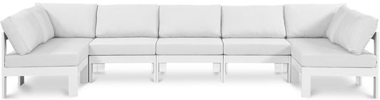 Meridian Furniture - Nizuc White Water Resistant Fabric Outdoor Patio Modular Sectional - 7Pc - 375White-Sec7C veiw 1