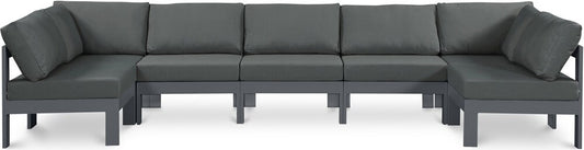 Meridian Furniture - Nizuc Grey Water Resistant Fabric Outdoor Patio Modular Sectional - 7Pc - 376Grey-Sec7C veiw 1