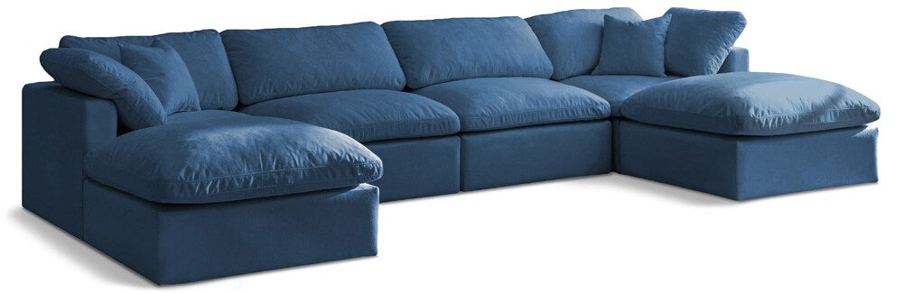 Meridian Furniture - Plush Navy Velvet Standard Comfort Modular Sectional - 6Pc - 602Navy-Sec6B veiw 1