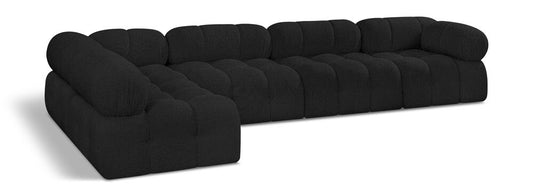 Meridian Furniture - Ames Black Boucle Fabric Modular Sectional - 5Pc - 611Black-Sec5A veiw 1