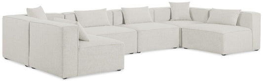 Meridian Furniture - Cube Cream Durable Linen Textured Modular Sectional - 6Pc - 630Cream-Sec6D veiw 1