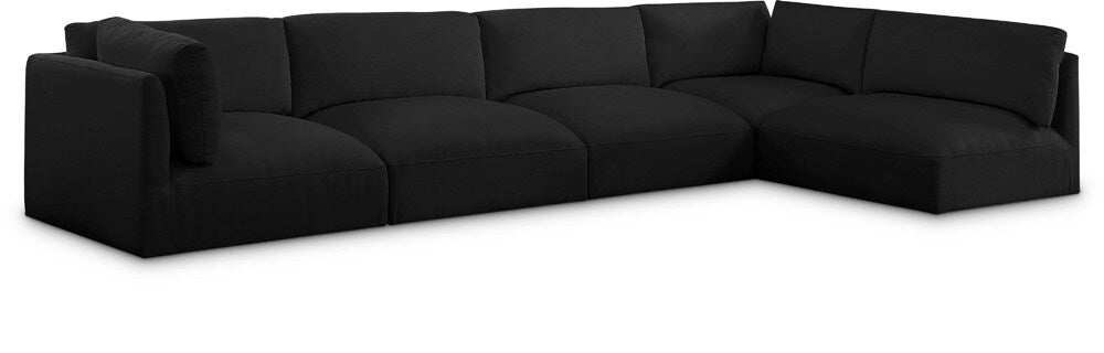 Meridian Furniture - Ease Black Polyester Fabric Modular Sectional - 5Pc - 696Black-Sec5B veiw 1