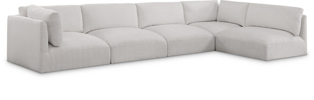 Meridian Furniture - Ease Cream Polyester Fabric Modular Sectional - 5Pc - 696Cream-Sec5B veiw 1