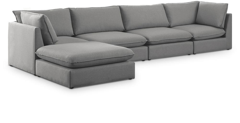 Meridian Furniture - Mackenzie Grey Durable Linen Textured Modular Sectional - 5Pc - 688Grey-Sec5B veiw 1