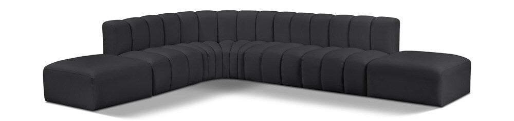 Meridian Furniture - Arc Black Vegan Leather Modular Sofa - 7Pc - 101Black-S7A veiw 1