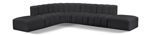 Meridian Furniture - Arc Black Vegan Leather Modular Sofa - 7Pc - 101Black-S7A veiw 1