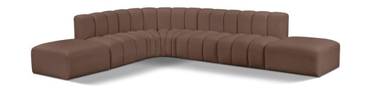 Meridian Furniture - Arc Brown Vegan Leather Modular Sofa - 7Pc - 101Brown-S7A veiw 1