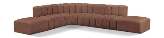 Meridian Furniture - Arc Cognac Vegan Leather Modular Sofa - 7Pc - 101Cognac-S7A veiw 1